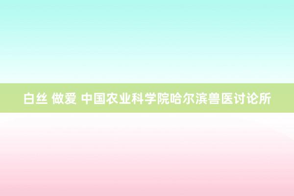 白丝 做爱 中国农业科学院哈尔滨兽医讨论所