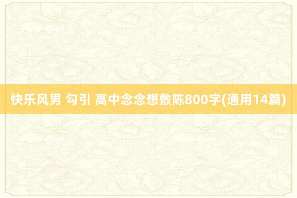 快乐风男 勾引 高中念念想敷陈800字(通用14篇)