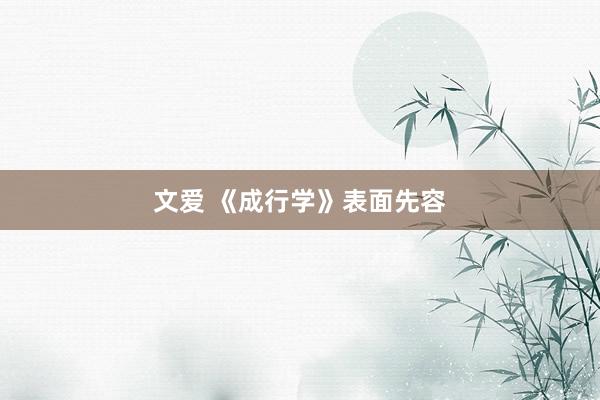 文爱 《成行学》表面先容