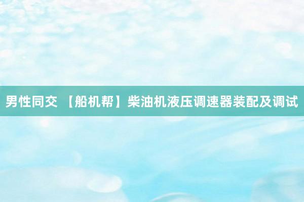 男性同交 【船机帮】柴油机液压调速器装配及调试