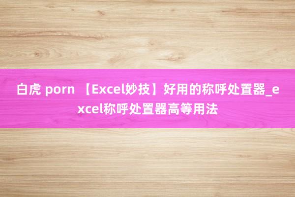 白虎 porn 【Excel妙技】好用的称呼处置器_excel称呼处置器高等用法